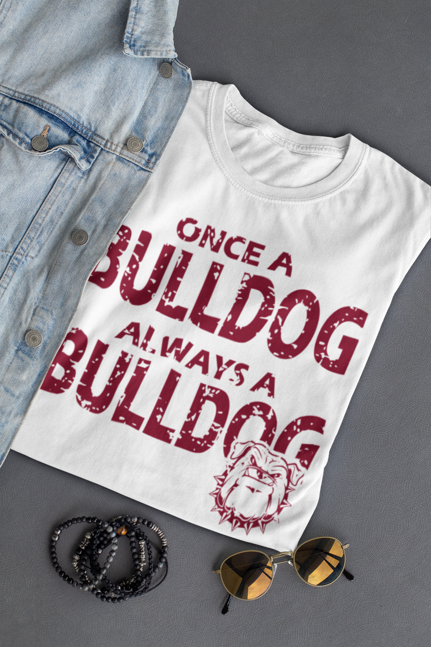 Once A Bulldog Always A Bulldog Distressed Tee