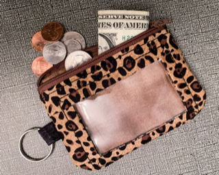 Leopard Print ID Holder Key Chain Wallet