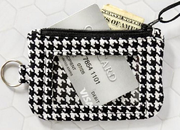 Houndstooth ID Holder Key Chain Wallet