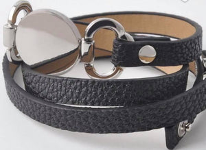 Monogrammed Leather Cuff Bracelet