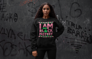 I am Black History Pink & Green Crew Neck